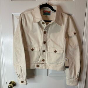 NWT Daily Blue Cream Denim Jacket Button-Up Long Sleeve Medium $419 Retail!